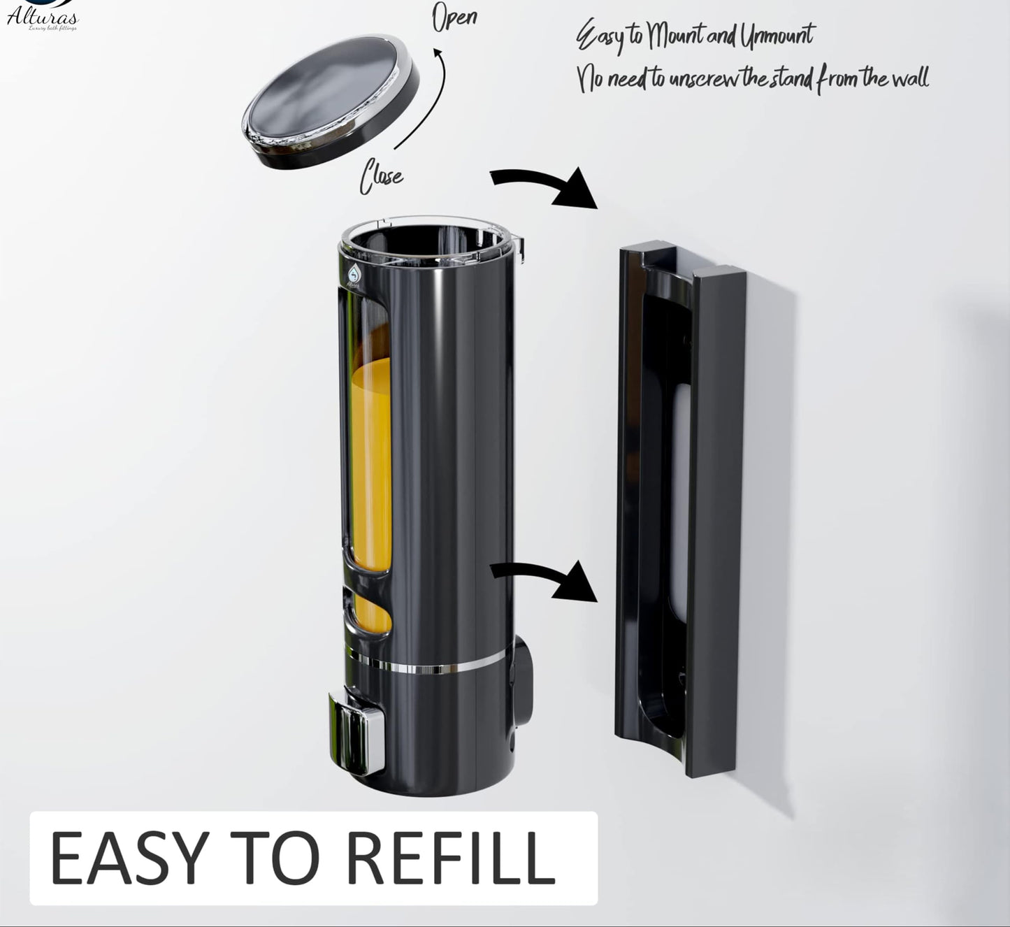 400 ml Wall Mounted Black Gold manual Soap Dispenser